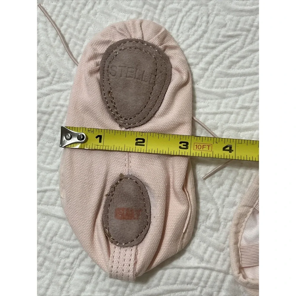 New Stelle Girls Ballet Canvas Slippers Dance Yoga Pink Sz 8 Leather Split Sole